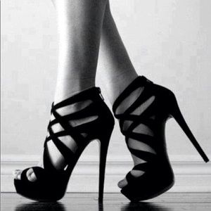 Strappy black heels. Great condition!