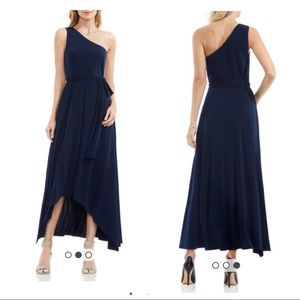 Vince Camuto black 1 shoulder midi dress