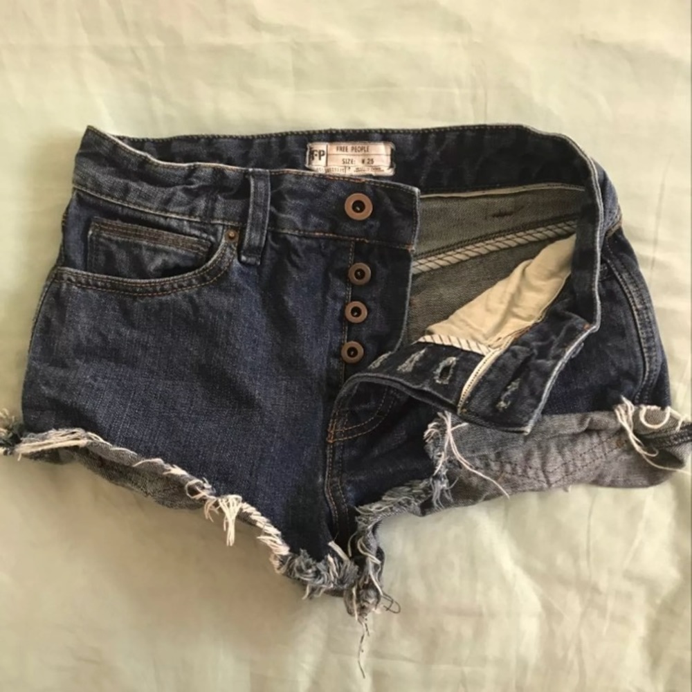 High waisted free people denim shorts