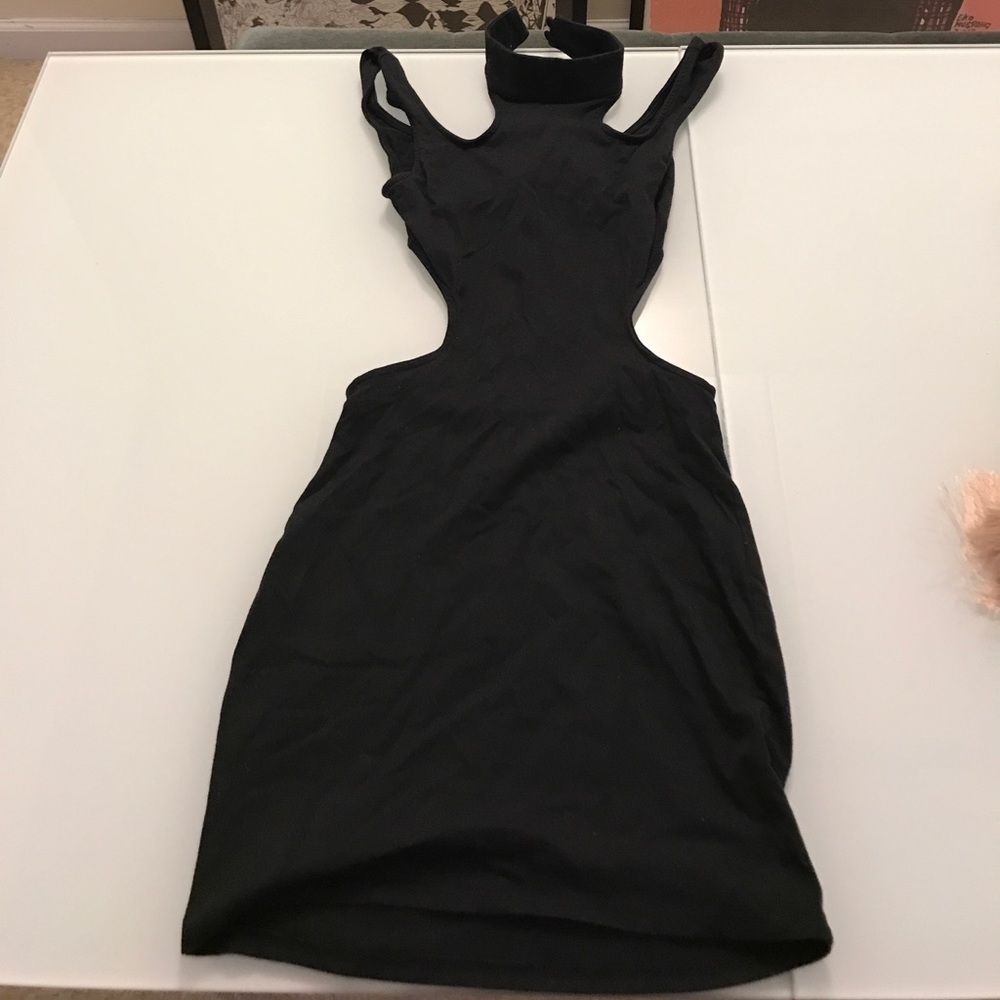 Black choker cut out dress