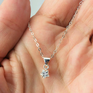 Cubic Z Star Charm Sterling Silver Layering Chain