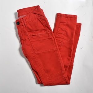 -HP-Free People Skinny Red Cargo Jeans