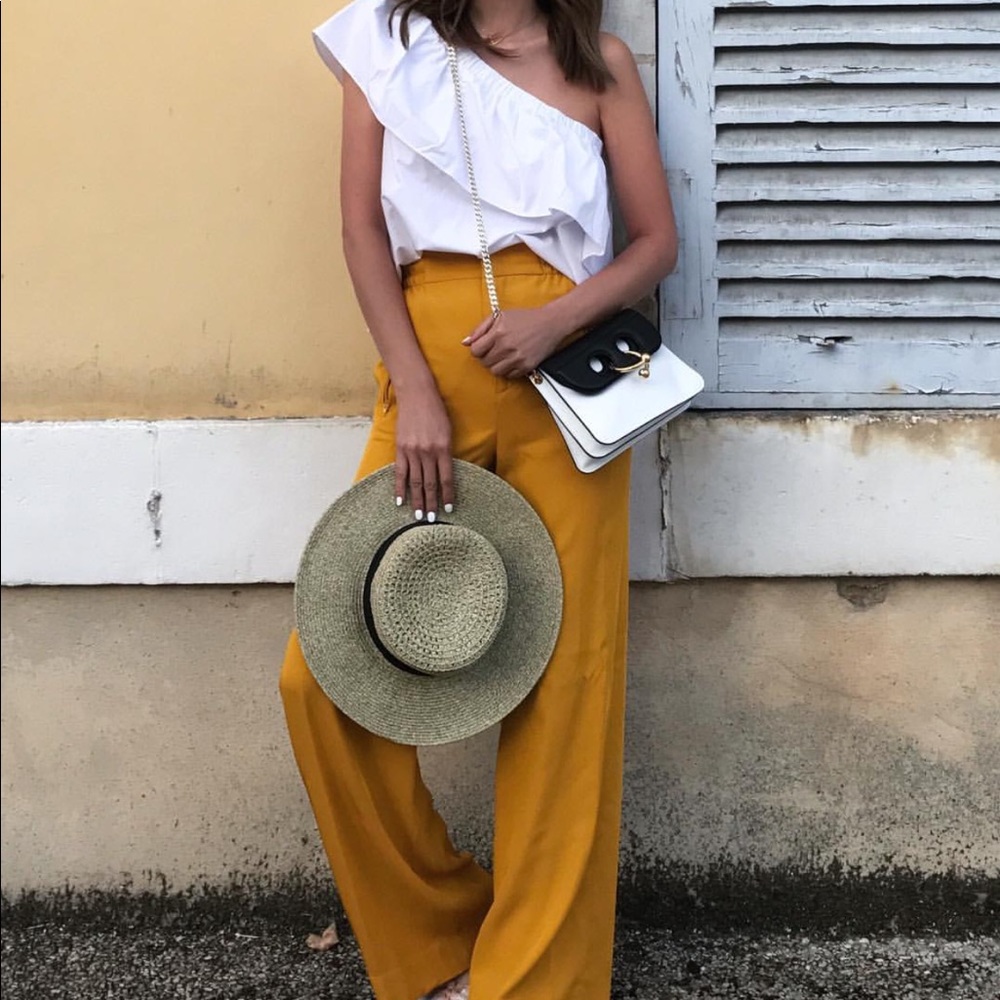 High waist wide trousers