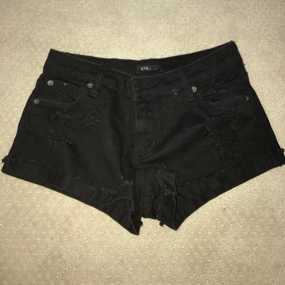 STS blue black denim shorts