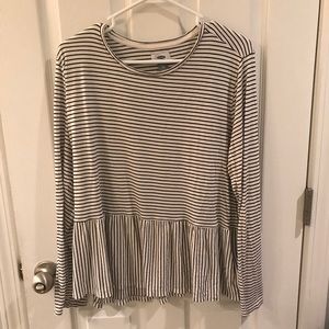 Old Navy black and white striped peplum top XXL