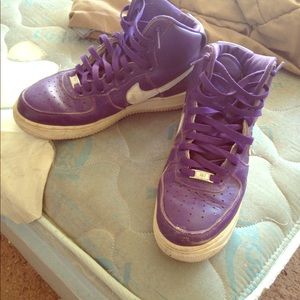Nike Air Force one purple high tops