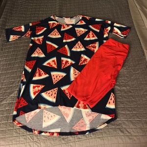 LuLaRoe Americana Watermelon Irma and Leggings