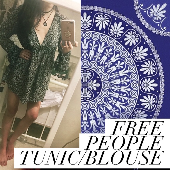 Free People 'Rolling Hills Printed Tunic' in Black - Picture 1 of 6