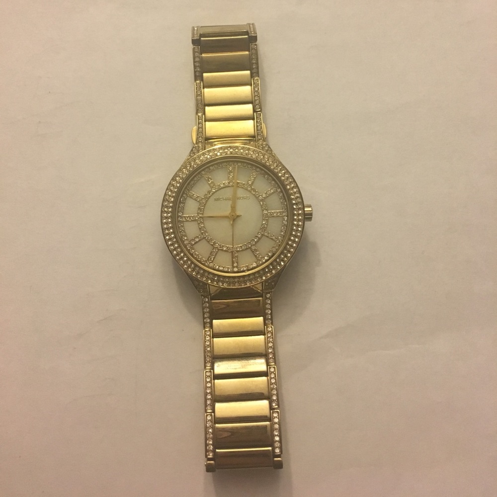 Michael Kors Pavé-Embellished Gold Tone Watch