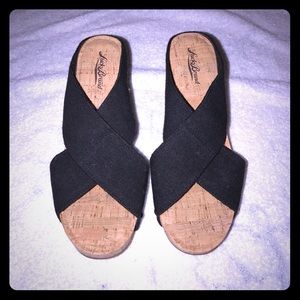 Lucky Brand Black Criss Cross Wedges