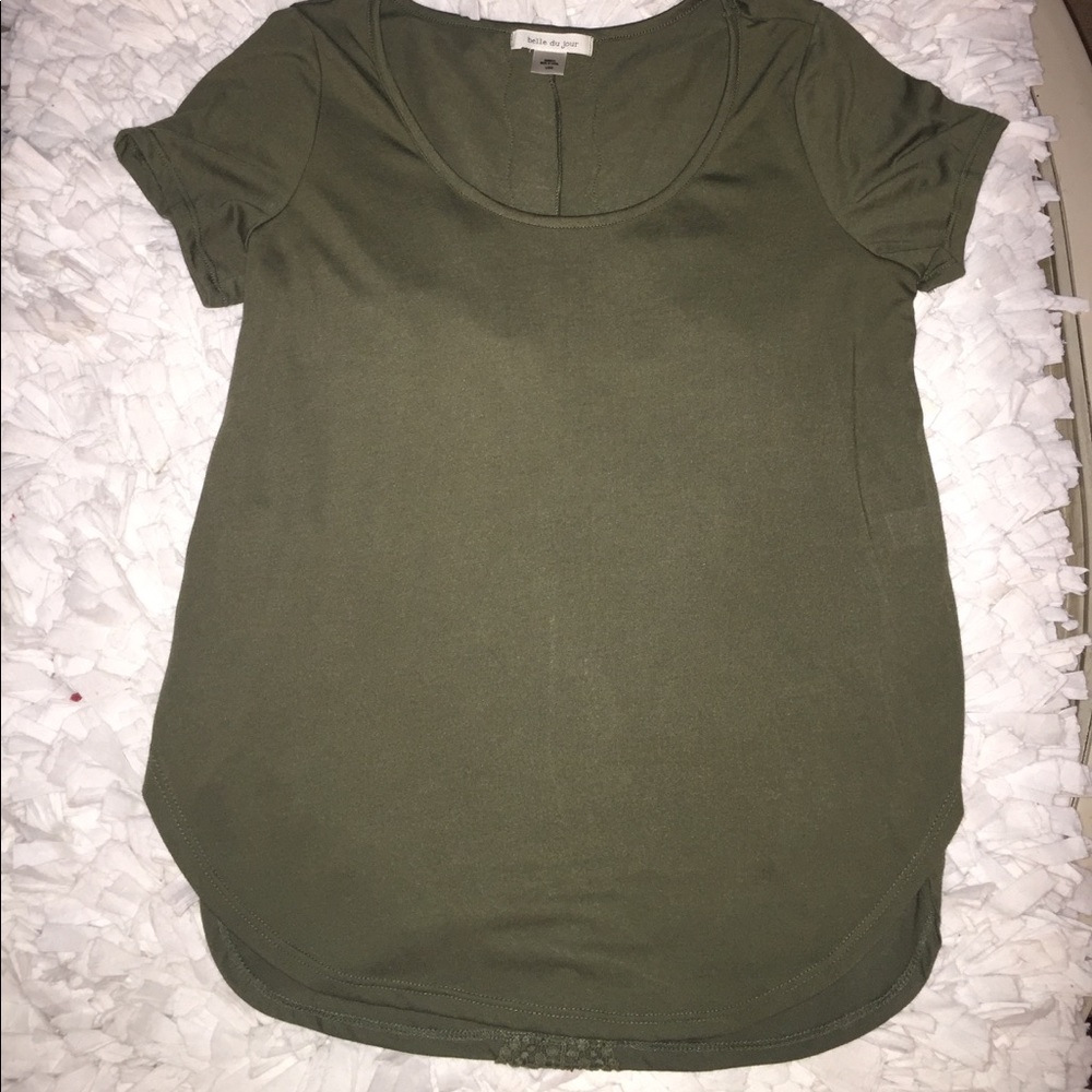 Army Green Tee w/ Infinity Scarf