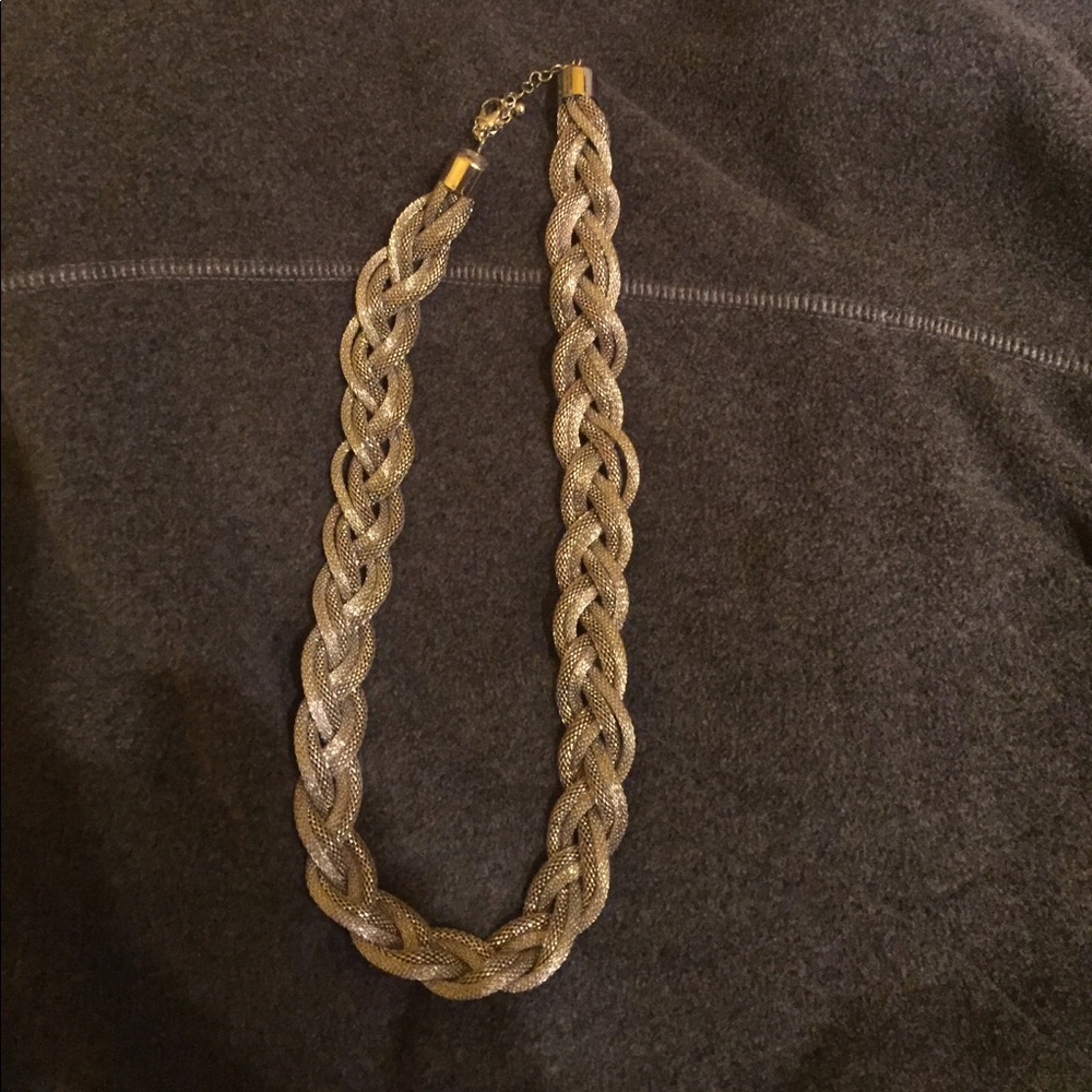 Chunky braided silver chain necklace