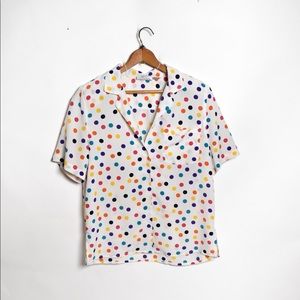 Vintage Polka Dot Button Down T-shirt