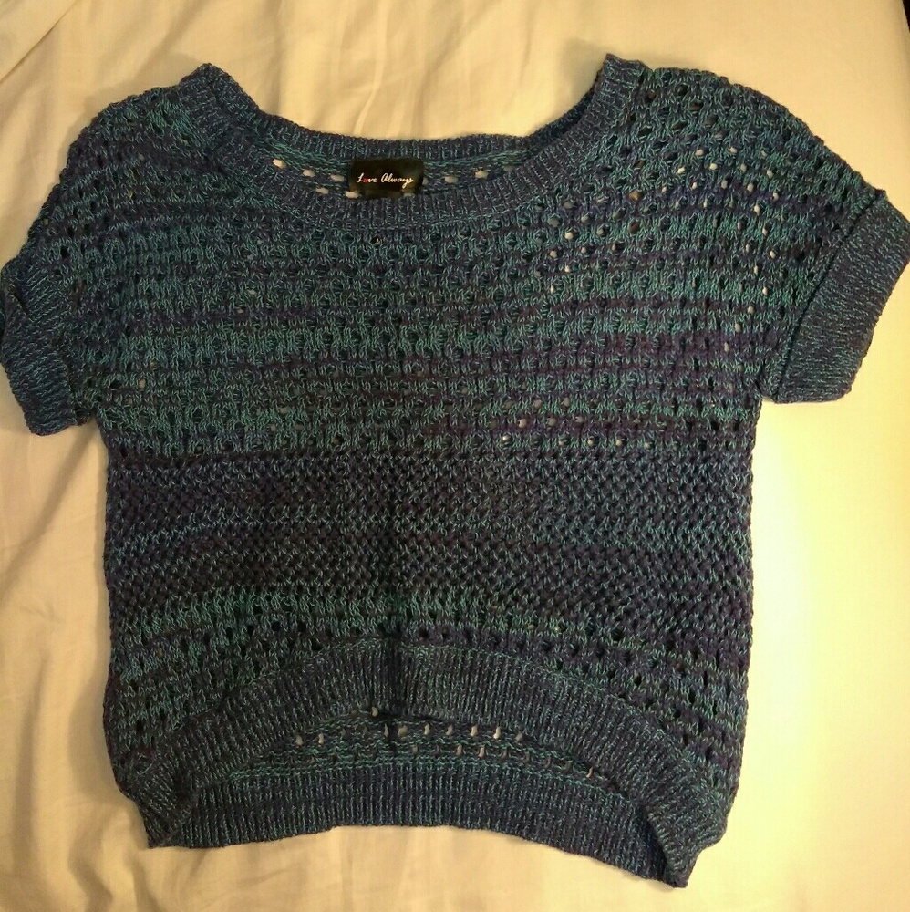 Blue knitted short tee (not crop top)