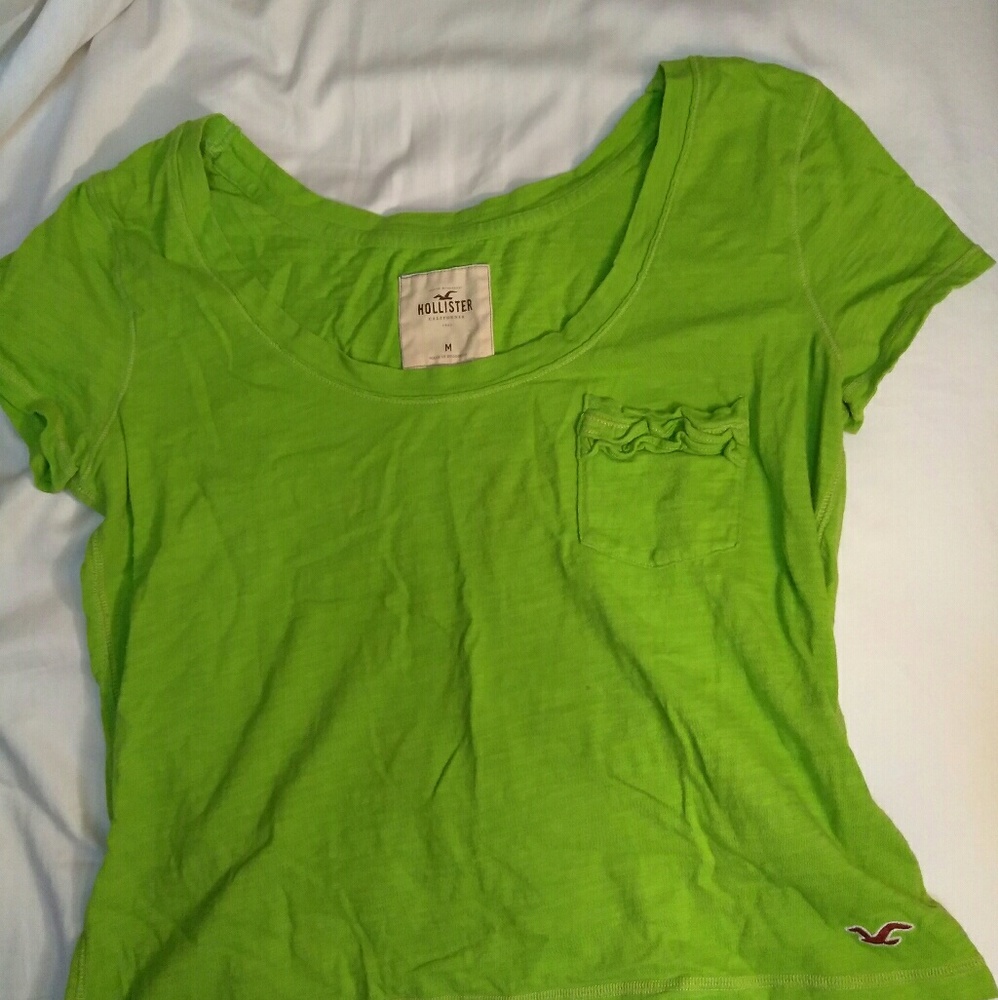 Hollister lime green tee with pocket