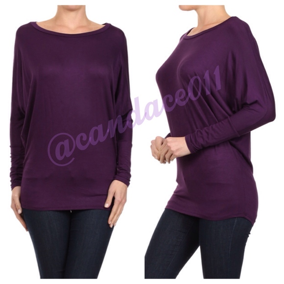CC Boutique Tops - Long Sleeved Dolman Top (Plum)