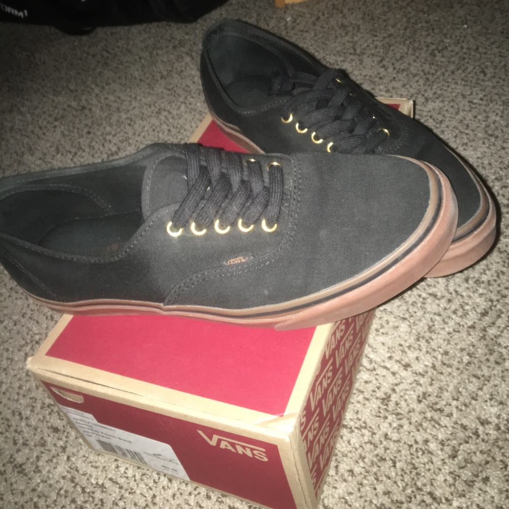 Black with Brown rubber sole vans