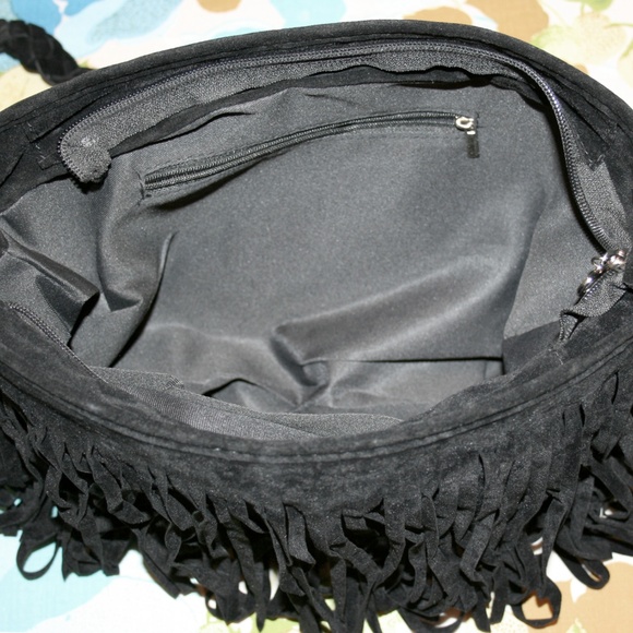 Large Velvet Fringe Adjustable Shoulder Bag NWOT - Picture 6 of 8