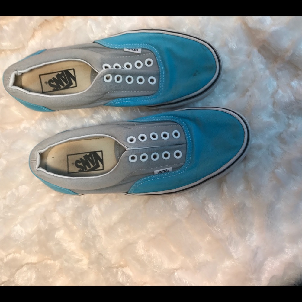 Gray and blue Vans