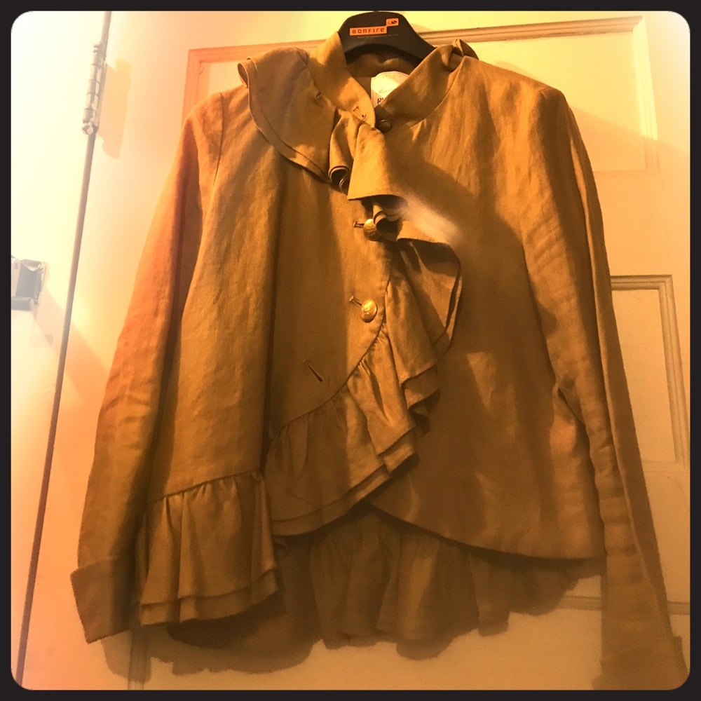 Anthropologie Cropped Linen Jacket