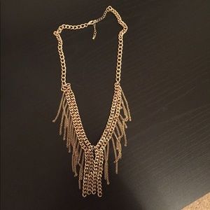 Gold tassel statement necklace