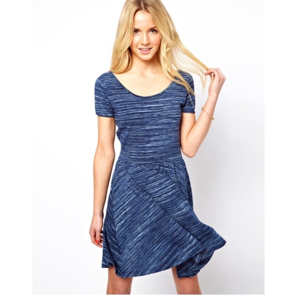 Asos Blue Skater Dress in Space Dye Sz 6