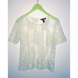 Sheer Floral Forever 21 Short Sleeve Shirt Size M