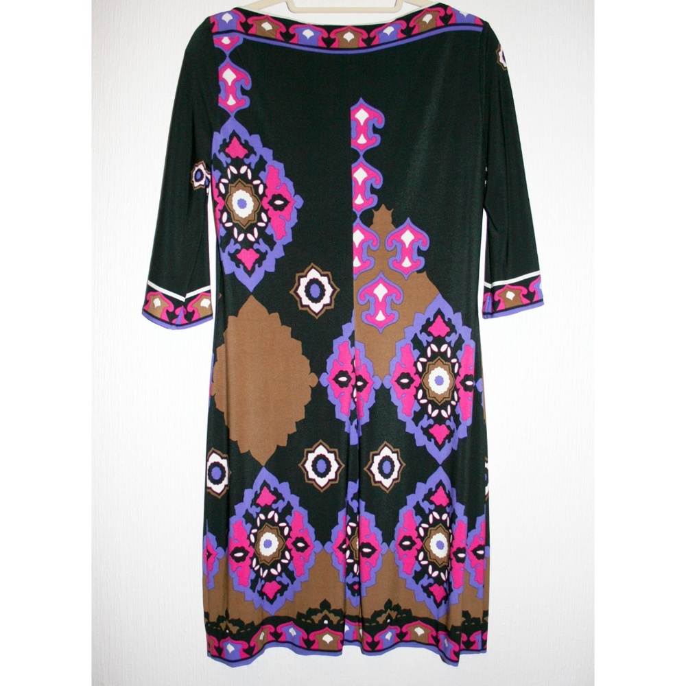 Vibrant Moroccan Print Boat Neck Shift Dress - Picture 2 of 8