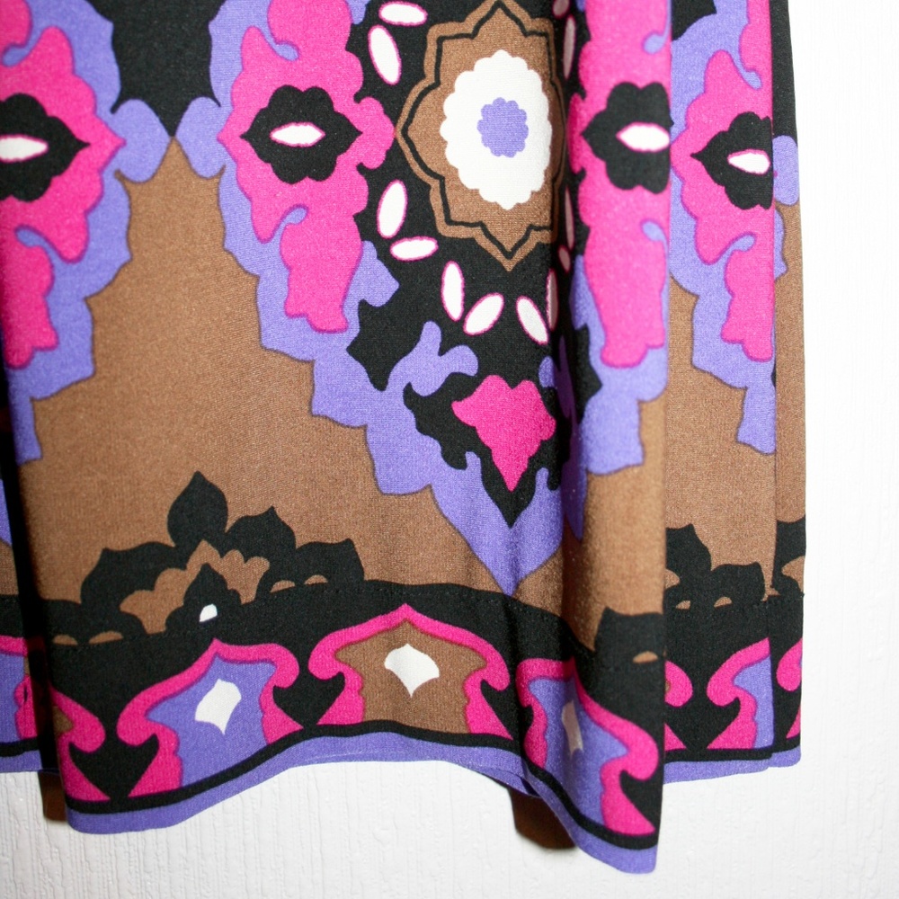 Vibrant Moroccan Print Boat Neck Shift Dress - Picture 3 of 8