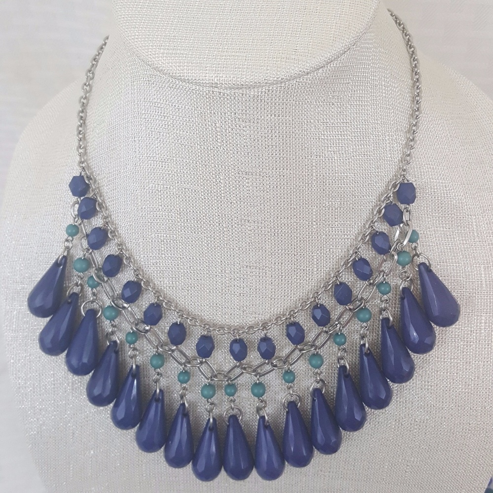Blue and Silver Statement Necklace
