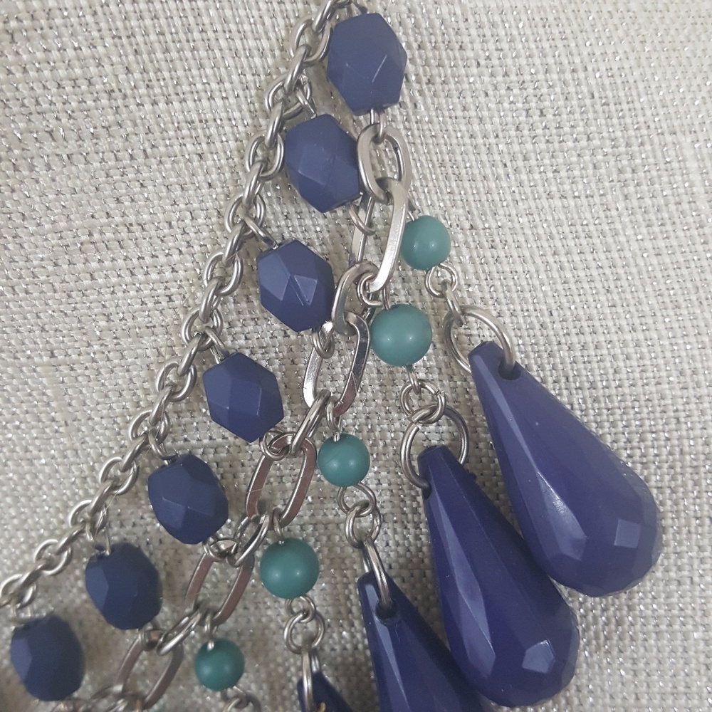 Blue and Silver Statement Necklace - Picture 3 of 4