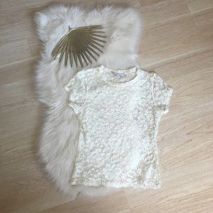 CAbi Cream/ivory Lace shirt size small