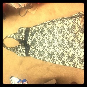 Semi formal black and white floral print dress