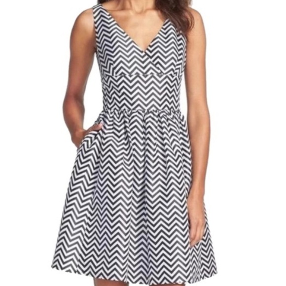 Halogen chevron print fit and flare dress - Picture 1 of 7