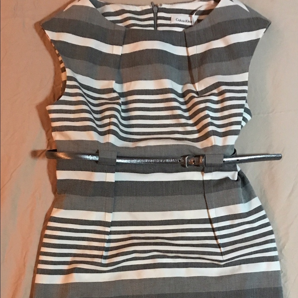 Calvin Klein grey stripe work dress size 6