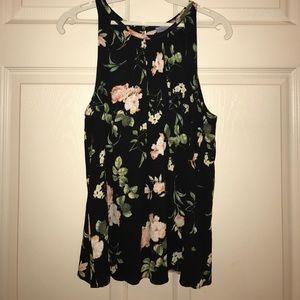 Black high neck floral top with cut outs