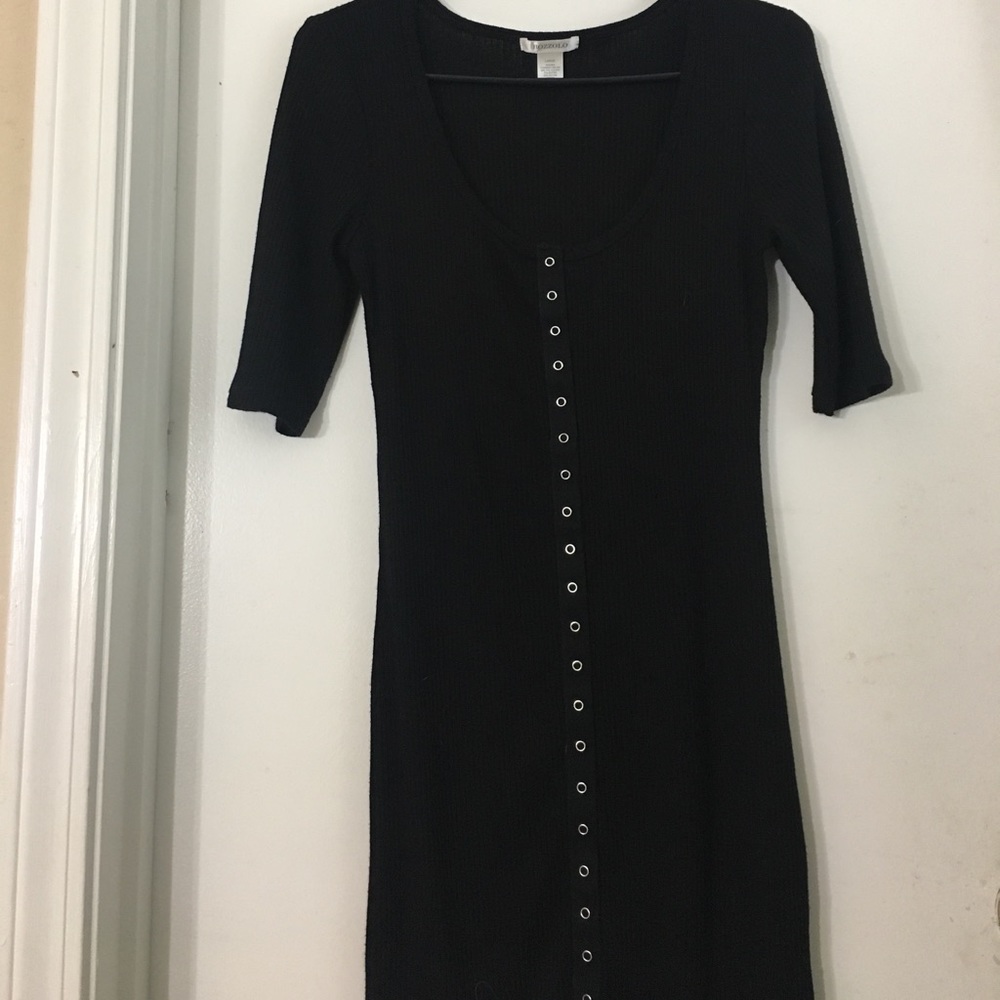 Black Ribbed Midi Dress