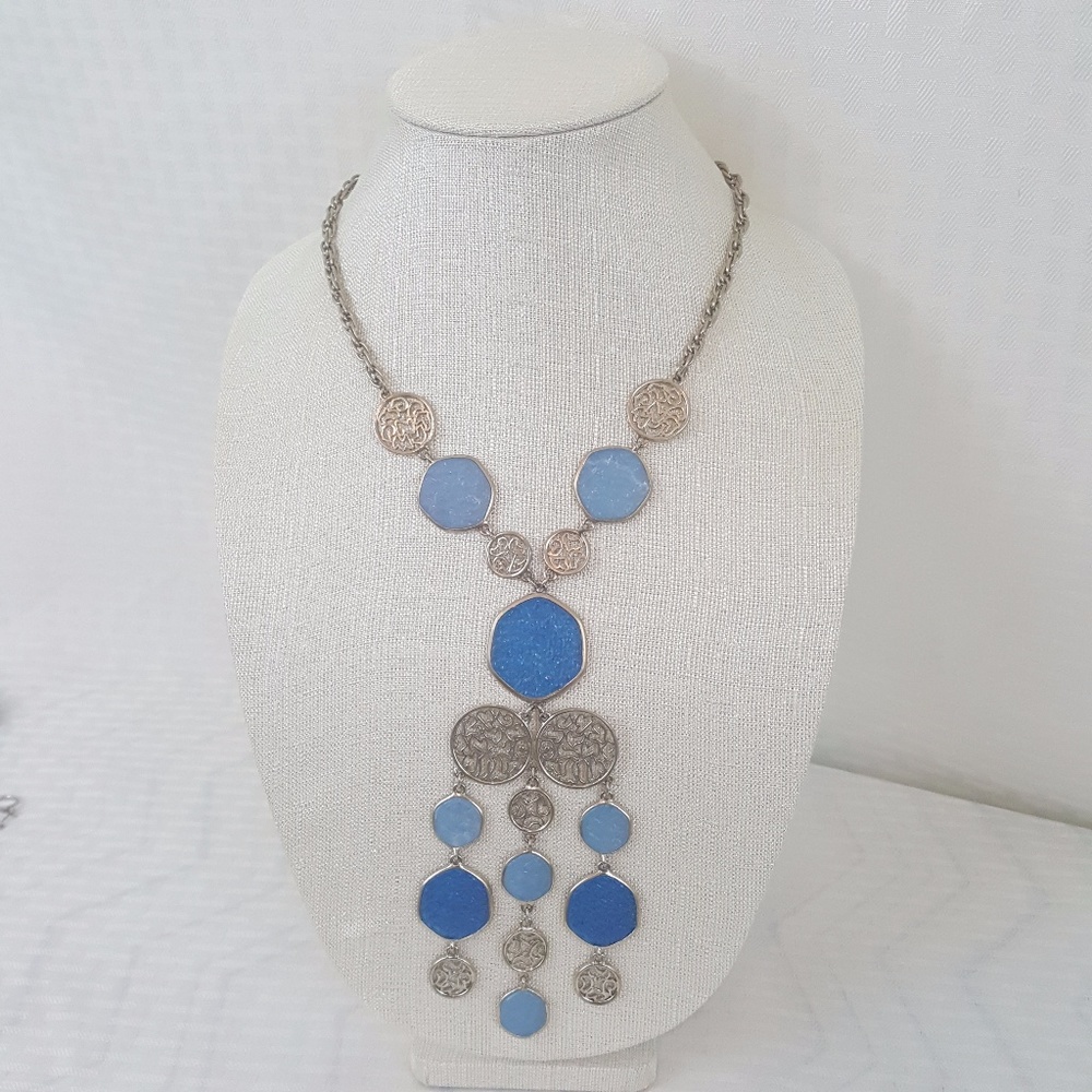 Blue and Silver Statement Necklace
