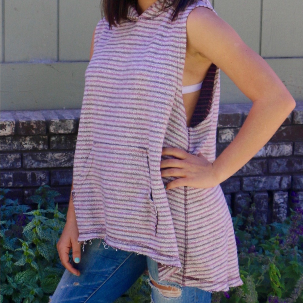 Free People striped sleeveless hoodie