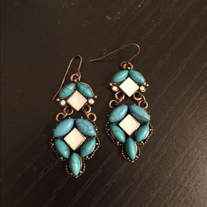Teal statement earrings