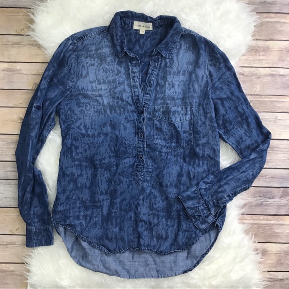Anthropologie Tops - Anthropologie Cloth & Stone Ikat Chambray Popover