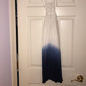 Blue and White Summer Crochet Dress