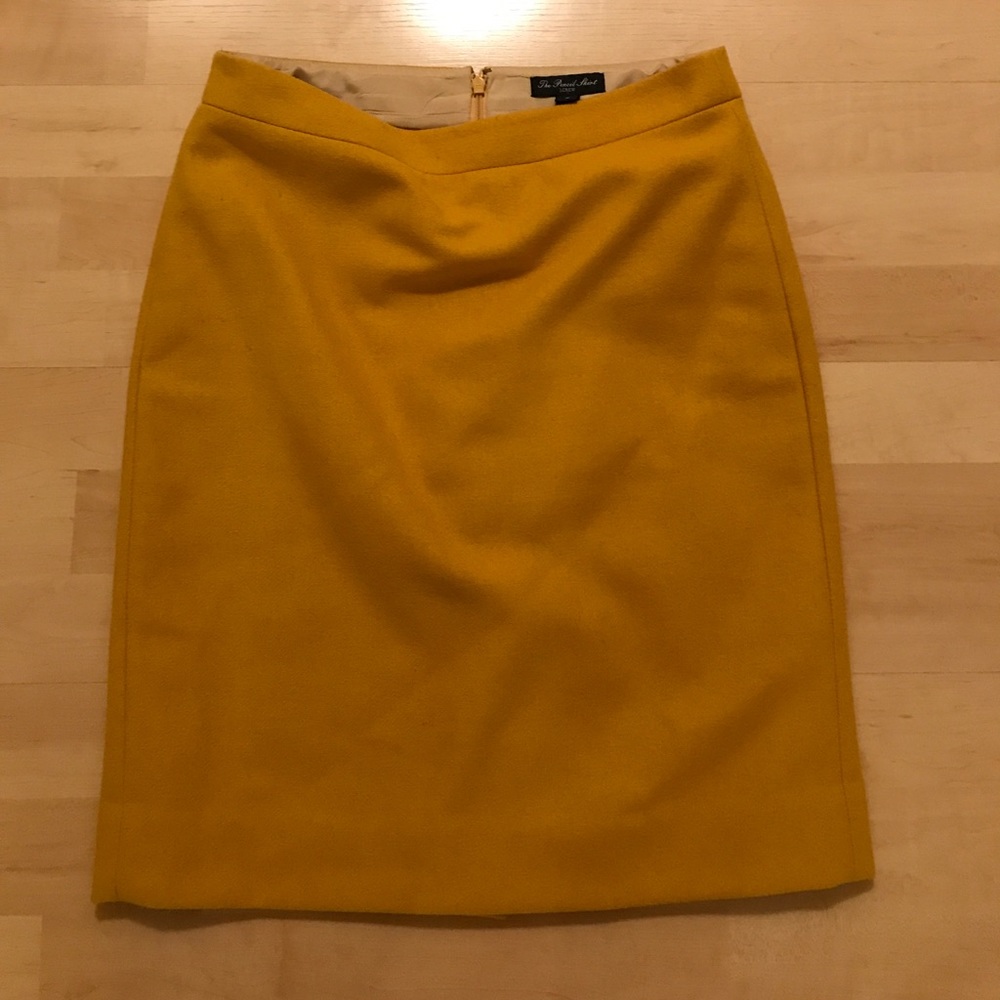 Mustard yellow jcrew pencil skirt