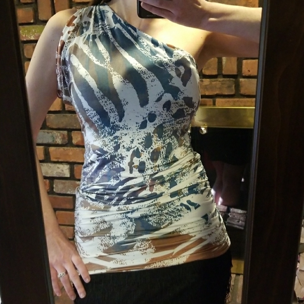 Off-shoulder silky top