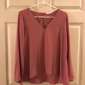 Pink Lush Cross Front Blouse