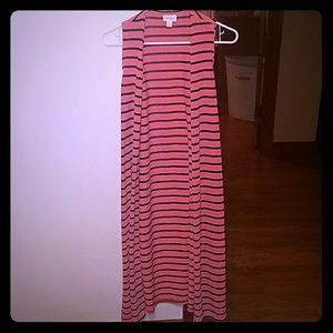 Only worn once!  Pink and black stripe overlay.