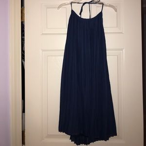 Navy Pleated Dress