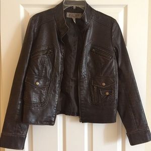 Excellent Condition Faux Leather Bomber Jacket