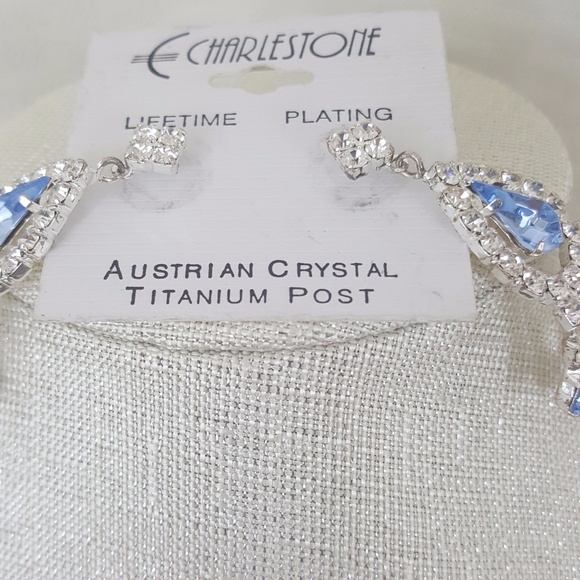 Austrian Crystal Titanium Post Pierced Earrings - Picture 2 of 8