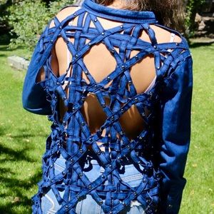 Denim braided chambray shirt in dark blue